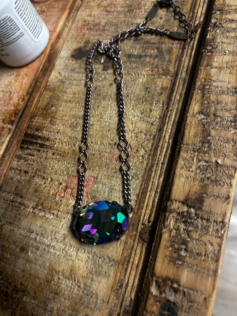 Belle Du Jour Iridescent Green-Blue Crystal Pendant Necklace